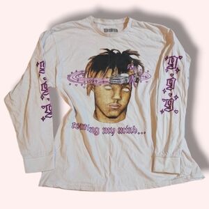 Juice Wrld Graphic Long Sleeve Tee - White and Purple